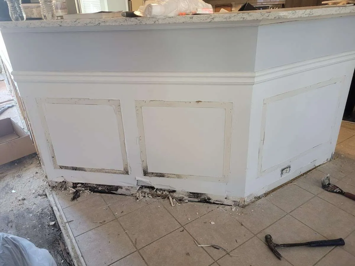 Water damage and mold on kitchen during Storm Damage Restoration in Wyomissing